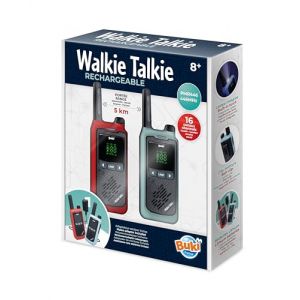 Buki France Talkie-Walkie Rechargeable Longue Portée 5 km – Lot de 2 avec Batteries Lithium et Chargeur Double – 16 Canaux, Lampe, Clip Ceinture – Conversations Claires – Enfant & Adulte dès 8 Ans