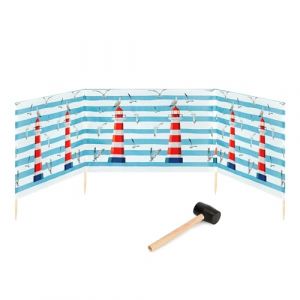Garronda Paravent Plage Coupe-Vent Camping Brise-Vent avec Marteau en Caoutchouc 4 m GAEX001 (Phare, 4 m)
