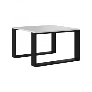 Image de Alada - Table basse carrée style industriel - 67x67x40 cm - Table à café Blanc&Noir - Blanc&Noir