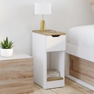 Idmarket Lot de 2 tables de chevet ANOUK 1 tiroir et une niche blanc et bois