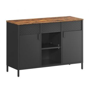 Songmics Buffet marron rustique et noir mat