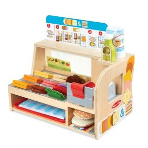 Melissa & Doug Comptoir À Sandwichs 56 Pièces - Sandwicherie Avec Accessoires - Jeu Imitation - Jouet En Bois - Jouet D'Activité, De Développement Et D'Apprentissage - Cadeau Enfant 3 Ans Et +
