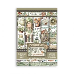 Stamperia - Washi Pad for Scrapbooks, Albums, Cards, Bullet Journals and More, Translucent and Easy to Cut, Acid Free, Perfect for Hobbies, Crafts, and Gifting (Herbarium Silvae) (A5) (8 Sheets)