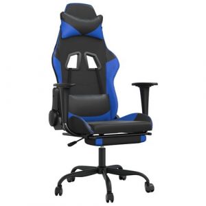 Chaise gaming avec repose-pied Noir et bleu SimilicuirChaise Gamer Siège Gaming Fauteuil Gamer
