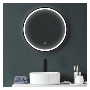 Miroir led rond avec cadre alu noir claro