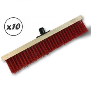 Kibros Balais rateau - Largeur 60 cm - Garnissage PVC rouge - Douille plastique &Oslash; 27 mm - Sans manche - Monture bois - 101870Bx10
