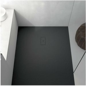 Image de Stano Receveur de douche 90 x 120 cm extra plat fusion en résine surface ardoisée noir - Noir