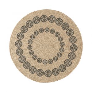 Tapis ext&eacute;rieur rond - 80cm - naturel - 100% polypropyl&egrave;ne r&eacute;sistant aux UV - 1400 gr/m2 - HOYA