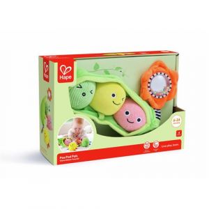 Hape Hochet 3 petits pois | Jouet sensoriel pour enfants | Avec de nombreux sons et textures | A accrocher au landau