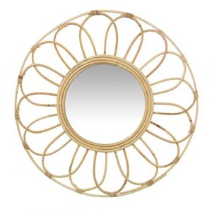 Miroir Mural Rond en Fibre Naturelle - Alexandra House Living - 2 x 54 x 54 cm