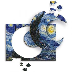 Trefl Puzzle en Bois : La Nuit étoilée, Vincent van Gogh -200 éléments, Puzzle artistique Wooden Puzzle, Peintures Célèbres, Artistes Célèbres, Divertissement Créatif pour Adultes et Enfants à partir de 9 ans
