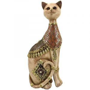 Signes Grimalt Figurine de chat en résine décorative ethnique pour la maison, ornement de style animal, cadeau original pour les amoureux des chats