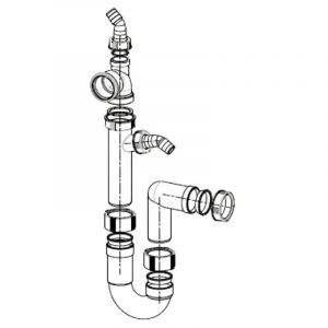 Franke Siphon d&eacute;port&eacute; pour vidage &eacute;vier avec tubulure fraganit