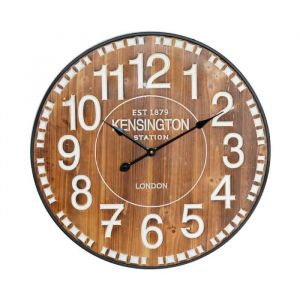 O91 - Horloge murale vintage bois fonc&eacute; &Oslash;60cm