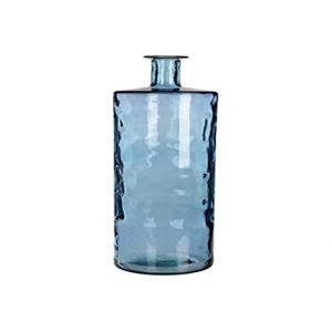 Mica Decorations Guan Vase de Bouteille - H75 x Ø25 cm - Verre recyclé - Bleu