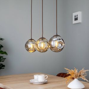 Lindby Valentina suspension en verre, lin&eacute;aire, 3 lampes.