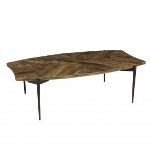 Macabane Table basse bords concaves en bois recyclé Kiara bois - 135x78x40 cm