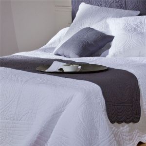 Chemin de lit uni en boutis 50 x 200cm - Gris