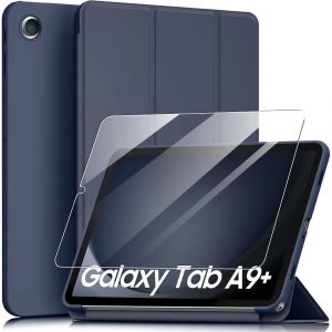 Coque + Verre Trempé Pour Samsung Galaxy Tab A9 Plus / A9+ (11 Pouces) Etui Housse Antichoc - Bleu Marine - Efconnection