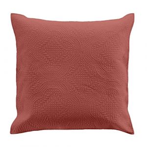Douceur d'intérieur, Housse de Coussin (60 x 60 cm) Romane Terracotta, Microfibre Unie