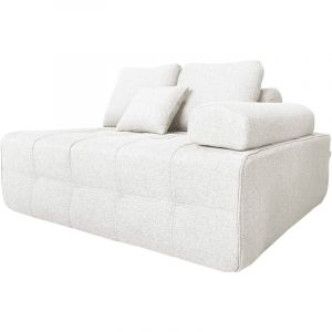Oviala Fauteuil gauche pour canapé modulable en tissu avec coussins écru