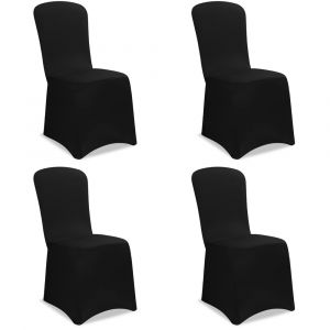 Deuba 4x Housses de chaise &eacute;lastiques noir No&euml;l mariages &eacute;v&egrave;nements f&ecirc;tes forme universelle couverture chaise couvre-chaises
