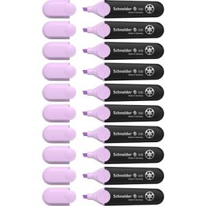 Schneider Job 150 surligneurs pastel (&agrave; pointe biseaut&eacute;e &eacute;paisseur de trait 1 + 5 mm) Lot de 10, Lilas