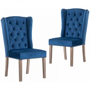 VidaXL Chaises de Salle &agrave; Manger Velours 2 pcs Bleu Bleu