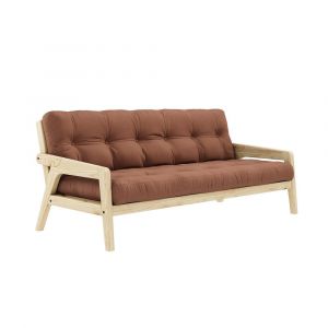 Image de Inside75 Canapé convertible futon grab pin naturel coloris brun argile couchage 130 cm. - marron