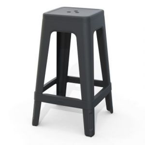Keter Tabouret Haut Empilable H65cm Gris Anthracite Style Industriel Plastique Lucca - 1 Tabouret