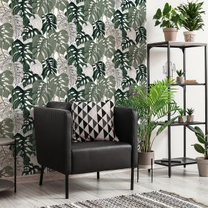 Papier peint intissé pré-encollé - TROPICAL FEUILLES DE PALMIER MONSTERA - 1 rouleau de 300x60cm
