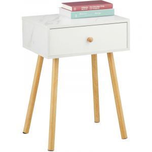 Relaxdays Table de Chevet, tiroir Pratique, H x L x P : 55 x 40 x 32 cm, pour la Chambre, Blanc et Nature