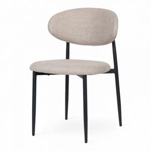 Kosmi Chaise design avec pieds en m&eacute;tal noir et assise rembourr&eacute;e en tissu brun caf&eacute;