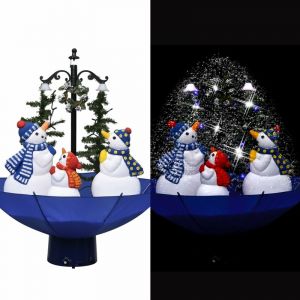 VidaXL Arbre de Noël neigeux avec base de parapluie Bleu 75 cm PVC