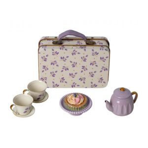 Maileg Go&ucirc;ter de l'apr&egrave;s-midi, souris - madeleine violette - h: 7 cm x l : 11 cm x l: 3,5 cm