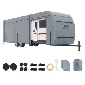 VEVOR Bâche de Protection Camping-Car de 9,1-9,7 m Housse Caravane Non Tissée 4 Couches Classe A Résistant aux UV, au Vent, à l'Eau et à la Poussière Double Couture pour Voyage Camping 1053x292x250 cm