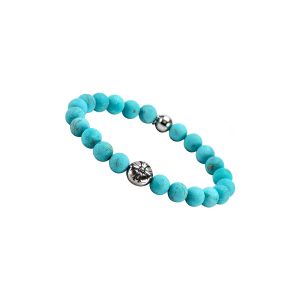 Bracelet Boules Turquoise Pierres Naturelles Croix Rock