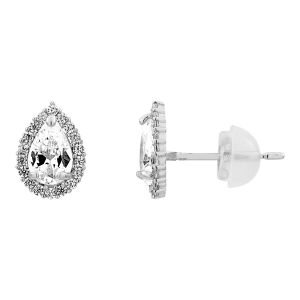 Cleor Boucles oreilles Puces en Or 375/1000 Blanc et Oxyde Blanc Femme multicolor - Taille 36