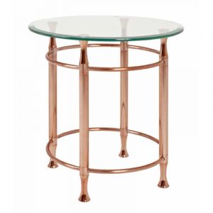 Image de M&s Table d'ap ronde 50x52 cm en verre trempé et métal cuivre