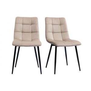 Miliboo Chaises design en tissu velours taupe (lot de 2) MAXWELL