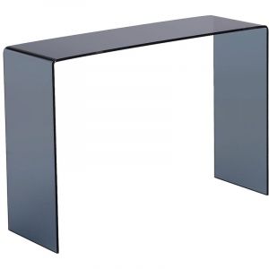 Console en verre tremp&eacute; courb&eacute; et fum&eacute; - Noir - ALONZO