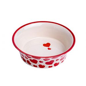 Petface Bol évasé en céramique pour Chat Motif cœurs Rouges