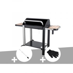 Somagic Barbecue charbon Vulcano 3000 + Kit tournebroche + Gant de protection