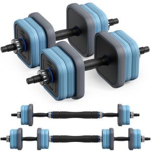 Merach - Haltères Réglables, 3 en 1 avec Barres Connectées, 20 kg, Idéal pour Fitness et Musculation à Domicile ou en Salle De Sport