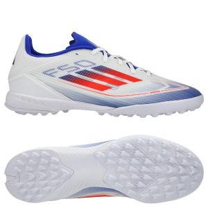 Adidas Mixte F50 League Boots Turf Chaussures de Football sur Gazon, Cloud White/Solar Red/Lucid Blue, 44 2/3 EU