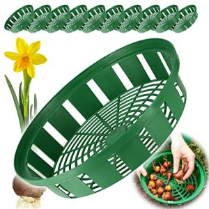 Kadax - Lot de 10 paniers &agrave; bulbes en plastique - 2 formes - Rond - 30 cm