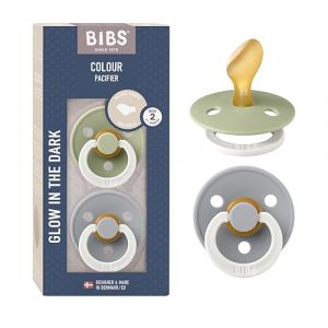 Bibs Ciuccio Glow Colour Simmetrico Lattice Salvia/Nuvola Size 2 Box 2 Pezzi