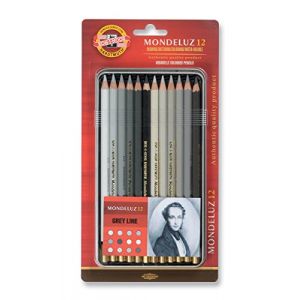 Koh-I-Noor Mondeluz Grey Line Ligne Grise Crayons de Couleur Aquarelle(Set de 12)