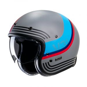 HJC Casque jet V31 Byron gris/bleu/rouge mat- L