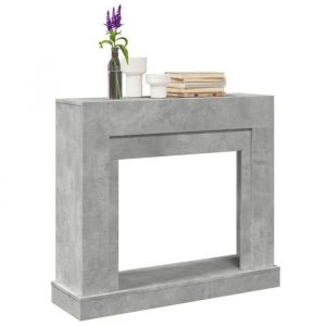 VidaXL Cadre de chemin&eacute;e gris b&eacute;ton 100x30x875 cm bois d ing&eacute;nierie